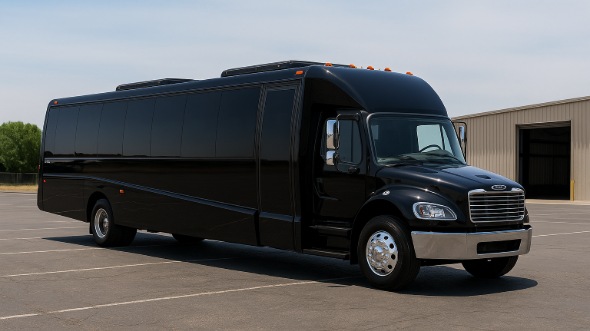 Exterior of Charter Bus Company West New York's 35 Passenger Minibus in West New York