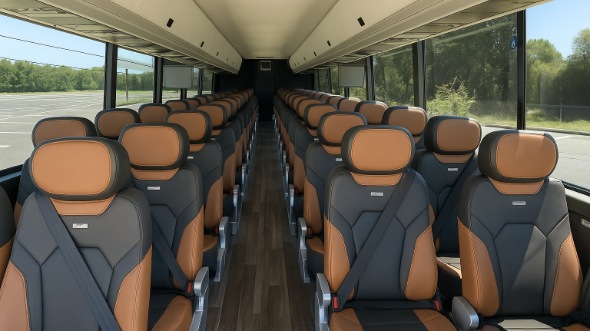 Interior of Charter Bus Company West New York's 50 Passenger Charter Bus in West New York