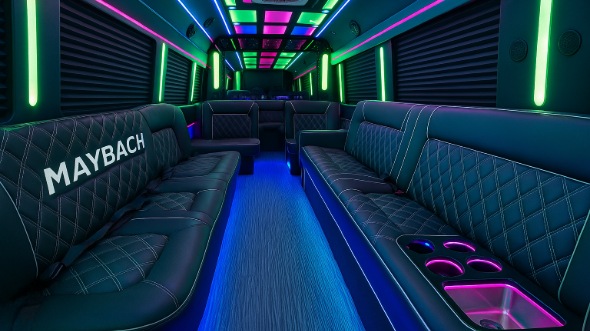 Interior of Charter Bus Company West New York's Party Bus in West New York