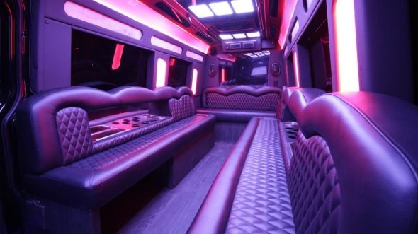 Interior of Charter Bus Company West New York's Sprinter Limo in West New York