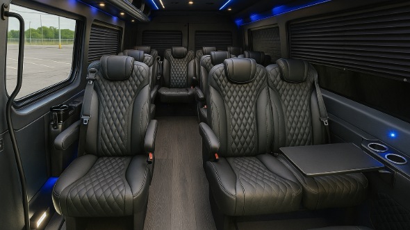 Interior of Charter Bus Company West New York's Sprinter Van Rental With Driver in West New York